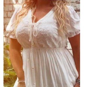 Emelia Maxi Dress  Ivory romantic 14 women's embroidered